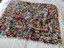 Vintage Handmade Wool Rag Rug 29" x 24"