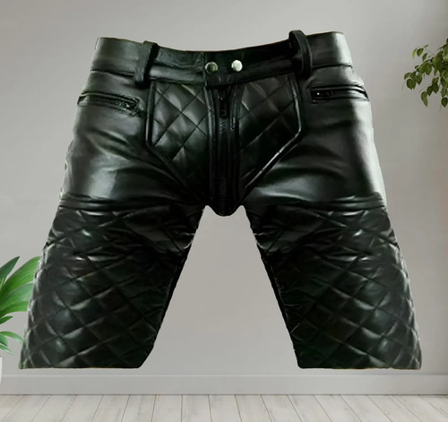 Mens premium leather shorts - mens,
