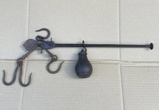 Wrought Iron 1800’s Georgian Butchers Steelyard Balance Scale Total Weight 1.3kg