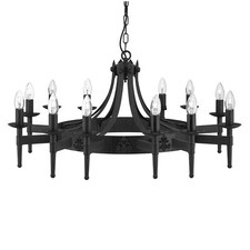 12 Lights Black Finish Iron Frame Ceiling Fitting Chandelier Pendant with Chain