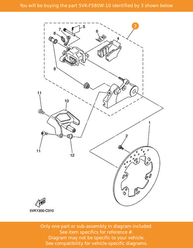 Yamaha caliper assy - rear, 2