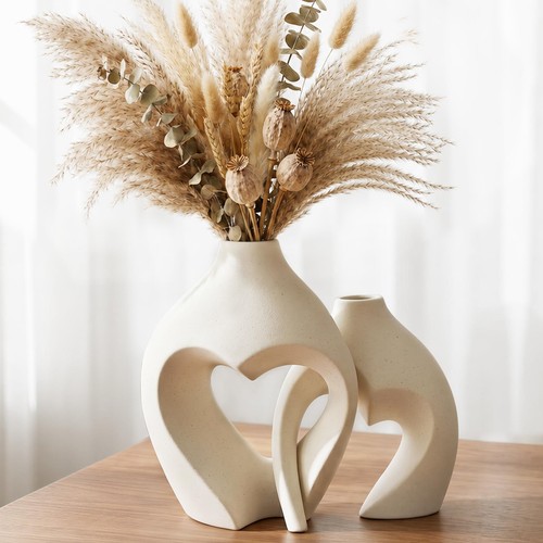 White ceramic flower vases - ceramic,