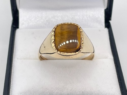 9ct gold hallmarked tigers eye - tigers,