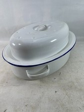 Vintage White Enamel Oval
