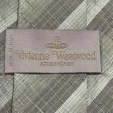 £125 VIVIENNE WESTWOOD MENS GREEN/SAGE GRADIENT STRIPED SILK TIE MADE ITALY Y6