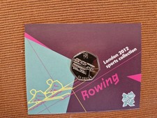2012 LONDON OLYMPIC SPORTS 2011 50p COIN UNC SEALED IN CARD. ROWING.
