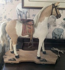 late victorian pony/calf skin pull along horse circa 1880 rare