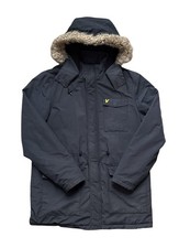 Lyle & Scott Parka Jacket Mens XL Fleece Lined Blue Warm