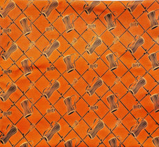 Stunning African Talking Drum Fabric-Red Background, Black Drums, Gold Accents