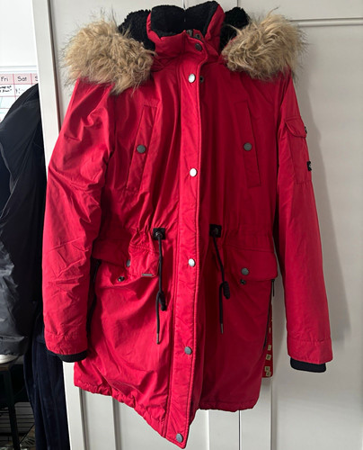 Superdry red parka coat hooded - superdry,