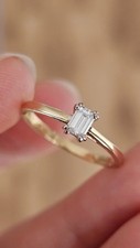 18ct Gold Natural Emerald-Cut