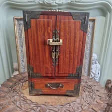 Chinese Rosewood Brass Jewellery Box Storage Chest 5 Drawers with lock 