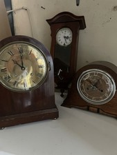 3 Old Wooden Clocks. Not Working Good Condition. Keys For Winding Included.