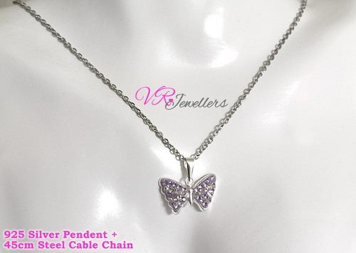 925 crystal butterfly pendant - butterfly,