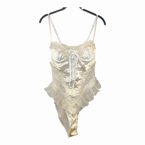 Vtg white satin floral lace - vtg,