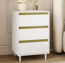 White Bedside Table with Power