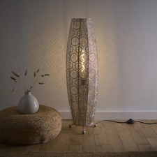Aziza Floor Lamp Moroccan style Satin Nickel Finish with a Stunning Bulb Include