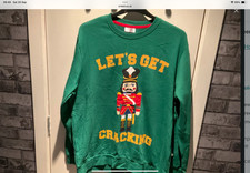 Christmas jumper. Green. Let’s get cracking. Sz Large 