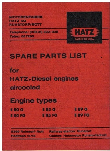 Hatz e80g e85g - e85g/fg, e89g/fg