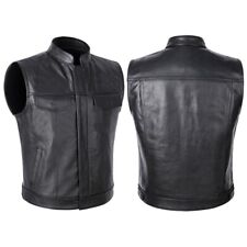 Stylish Men's Faux Leather Waistcoat Sleeveless Motorcycle Cut Off Vest