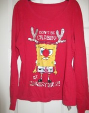 LADIES SPONGEBOB CHRISTMAS PYJAMA TOP size 8-10