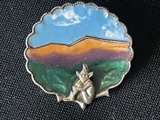 Vintage Antique Cornish Lucky Pixie Silver & Enamel 3-D Brooch, Leprechaun, VGC
