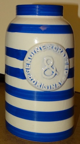 Storage jar with blue and - 7",