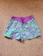 Vintage M&S StMichaels board shorts ladies UK8 purple Hawaian tropical retro 80s
