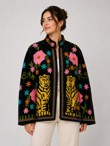 Handmade velvet black tiger - black,