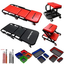 MECHANICS PADDED CREEPER TROLLEY SEAT CAR GARAGE WORK STOOL WHEELS CHAIR 300LB