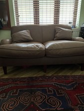 Wesley  Barrell  Brown Leather Sofa.
