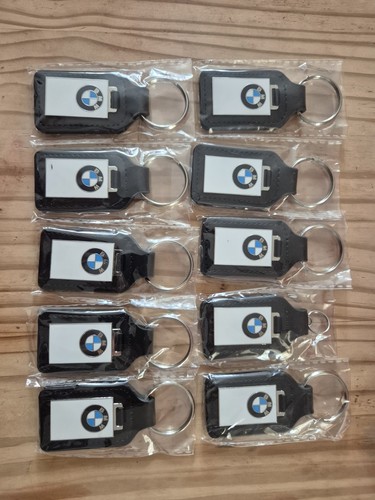 Bmw leather metal keyring key - leather,
