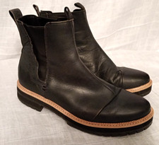 Toms Black Leather Chelsea Ankle Boots UK Size 6