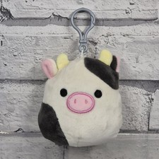 Squishmallows Connor The Cow 3.5" Clip Soft Toy Plush Grey White Keyring 2020