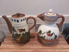 Vintage Pair Tea Pots Motto