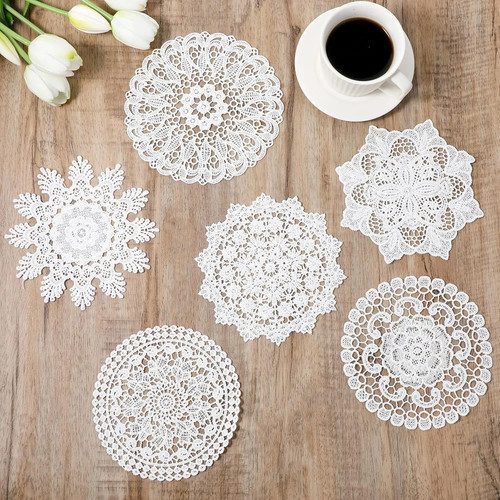 Pcs lace doilies - 6,