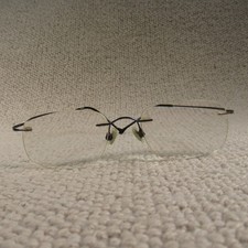 Specsavers Glasses Frames 100136 Grey Rectangle Titanium Rimless Spectacles