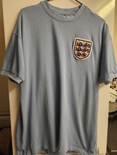 England Retro Third Football Shirt 1970 #6 Blue Bobby Moore Score Draw Mens S