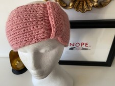 Hand Knitted Retro Ski Headband Vintage Ear Warmers Pink 80s 90s
