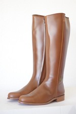 Leather zip up riding boots