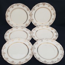6 x ALFRED MEAKIN SALAD PLATES  ** EMPIRE GOLD** VTG ENGLAND