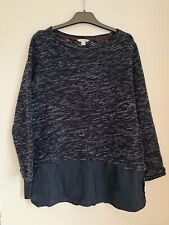 WHITE STUFF Mock-Layer Jumper UK 14 Tunic Sweater Mock Layered Denim Shirt Blue