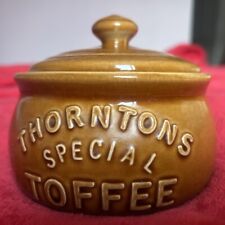 Thorntons Special Toffee Ceramic Sweet Candy  Jar/Pot With Lid Brown Vintage 