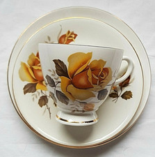 Clare, Bone China Trio, Yellow Rose Design