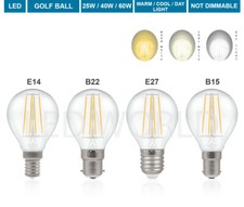 LED Round Golf Ball Bulb 25W 40W SES E14 B22 E27 B15 Warm White Beautiful Light