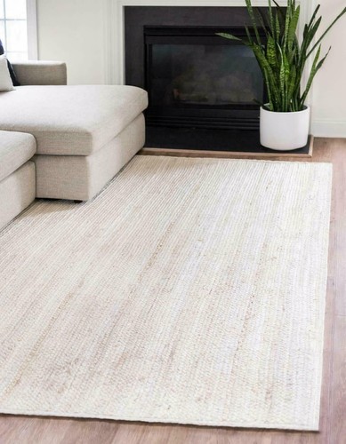 Rug carpet jute mat - jute, white