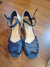 TU Navy Wedge Sandals Size 6