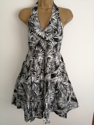 Black white dress halter - dress,