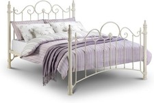 'Florence' White Metal Double Bed Frame Pretty Shabby Chic French Cream Girls