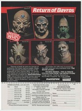 Doctor Who - Davros, etc Masks - Vintage 80's Dr Who Print Ad Advertisement